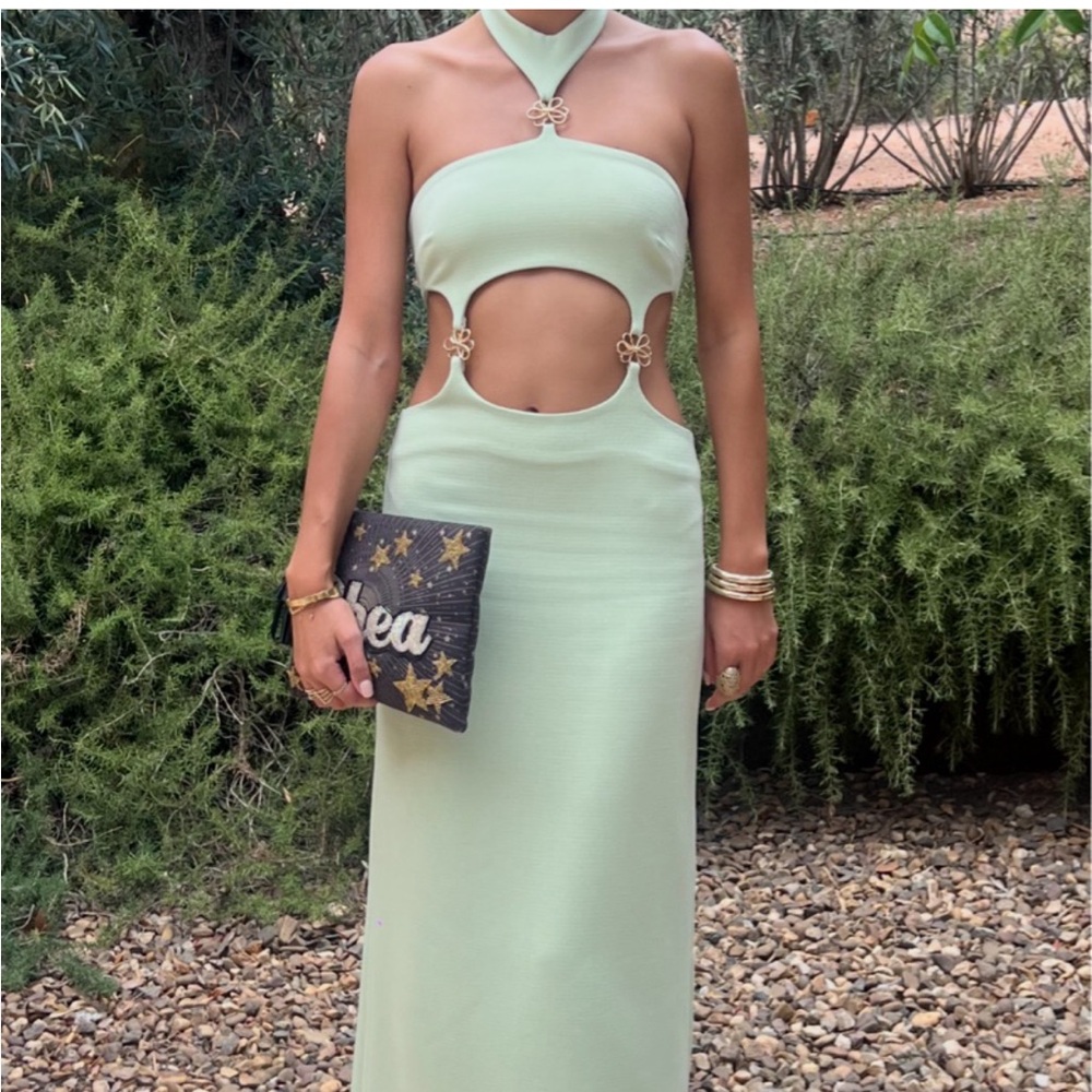 Cult Gaia Olivia Gown in Jade - Halter Cutout Midi Dress - Picture 5 of 5